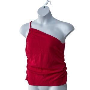 Sanctuary One Shoulder Ruched Asymmetrical Sexy Top Deep Pink Womens XXL NEW